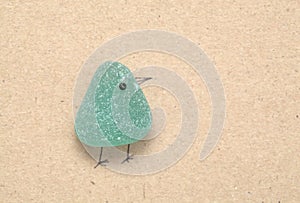 Stylish textured craft paper background funny little bird