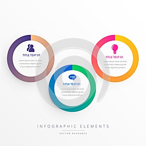 Stylish three colorful circles infograph