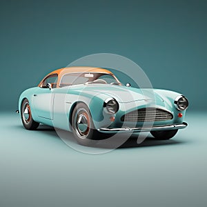 Stylish Turquoise 1950s Classic Car Model - Zbrush Art