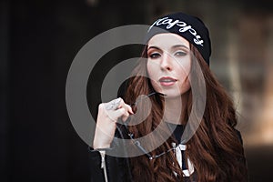 The stylish urban girl with sunglasses