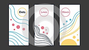 Stylish Vertical Banners: Dots, Lines, Waves Concepts, vector design Generative AI