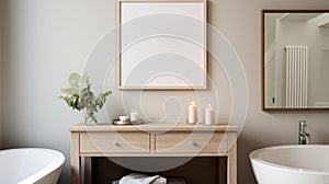Stylish Wall-mounted Photo Frame For Table Triton And Neutral-colored Towels