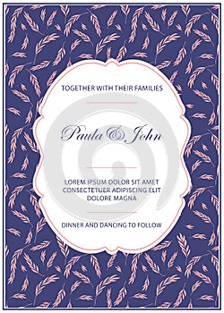 Stylish Wedding Card. Vintage Wedding Invitation template. Save