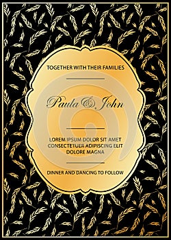 Stylish Wedding Card. Vintage Wedding Invitation template. Save