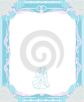 Stylish wedding invitation card with vintage ornament background