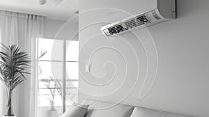 Stylish white AC unit with vent, adding a touch of elegance to any living space.