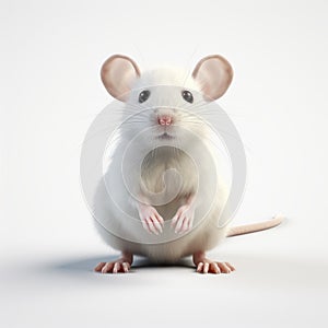 Stylish White Mouse With Crossed Fingers - Realistic And Stylized