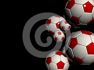 Stylish white red soccer balls