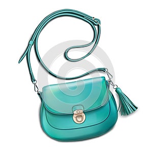 Stylish women`s mint handbag photo