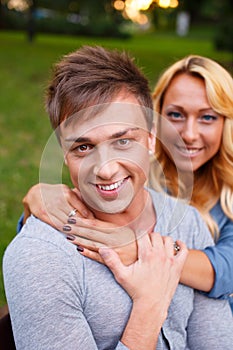 Stylish young couple outdoors