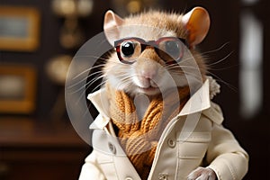 Stylishly accessorized rodent becomes a miniature mannequin figure