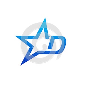 Stylist Illustration Initial D Blue Star Logo