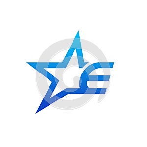 Stylist Illustration Initial E Blue Star Logo