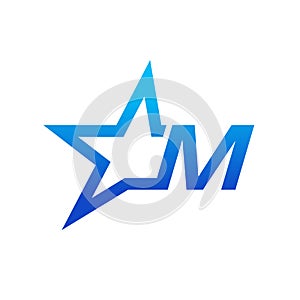 Stylist Illustration Initial M Blue Star Logo