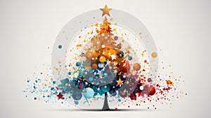 Stylistic, artistic, colorful christmas tree