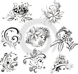 Stylistic decorative flower elements