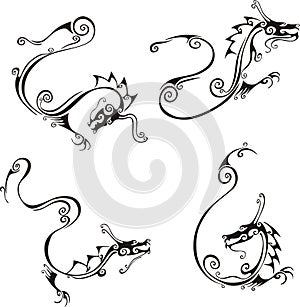 Stylistic exquisite dragon tattoos