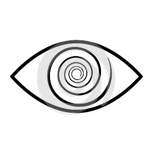 Stylistic human eye spiral. The concept of esotericism and the third eye in many religions. logo