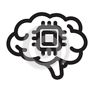 Stylistic Icon Representing Artificial Intelligence, Neural Network, Computer Thinking