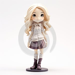 Stylistic Manga Doll Figurine In School Uniform