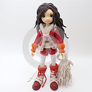 Stylistic Manga Doll: Knitted 3d Jennifer In Red Sweater Outfit