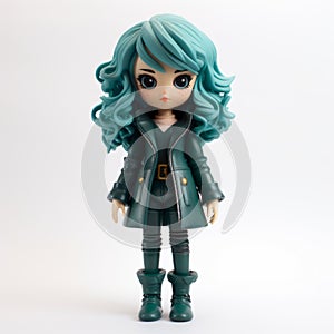 Stylistic Manga Doll With Long Green Hair - Ocean Academia Vinyl Toy