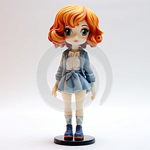 Stylistic Manga Doll With Orange Hair And Skirt