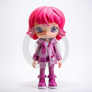 Stylistic Manga Doll With Purple Pants And Pink Shoes