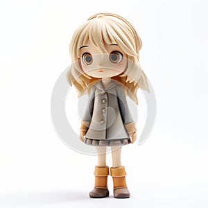 Stylistic Manga Figurine With Long Blonde Hair And Blue Eyes