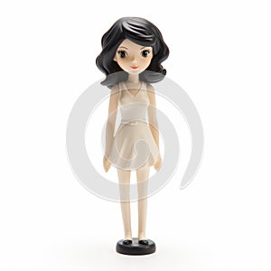 Stylistic Manga Girl Figurine In White Dress - Clean And Simple Design