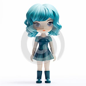 Stylistic Teal Hair Figurine Inspired By Oshare Kei Manga Style