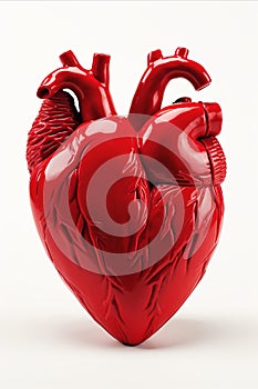 Stylized 3D Heart Model with Clear Background - Vertical Orientation