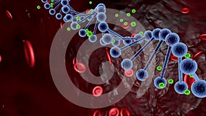 Stylized 3D video with a virus integrated into a DNA strand