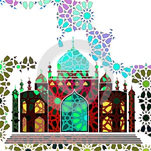 Stylized abstract mosque, a template for the design of Muslim holidays