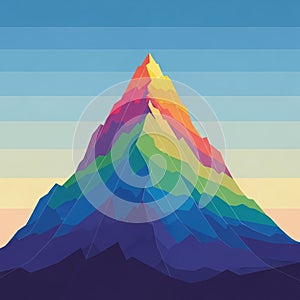 A stylized, abstract mountain comprised of