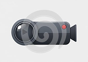 A stylized, AI-generated illustration of a compact video camera. It
