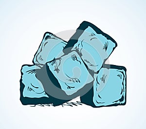 Ice cubes. Vector drawing photo