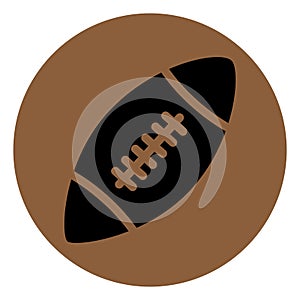 Stylized American Football logo icon, black color with transparent lines. Flat and solid color vector illustration.