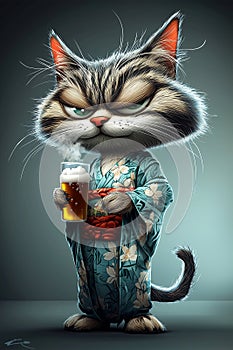 grumpy cat character in a traditional kimono photo