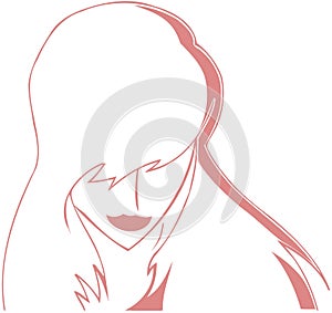 isolated artistic woman face in red tones