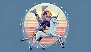 Stylized artwork featuring a unicorn (mythical creature) with a