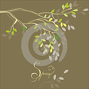 Stylized background with spring branch