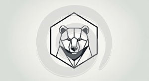 Stylized bear face illustration within a