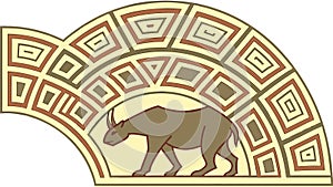 Stylized Bear and Geometric Pattern Design Element, vector design Generative AI