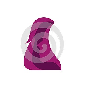 Stylized Beautiful woman\'s face with long hair silhouette. Women\'s hair beauty spa salon logo or symbol.