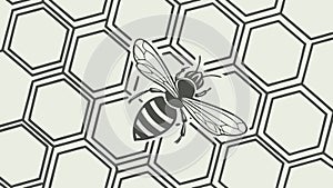 Stylized Bee on Honeycomb Pattern, vector design Generative AI