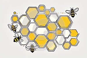 Stylized beehive, yellow and white background