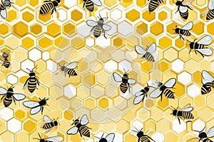 Stylized beehive, yellow and white background