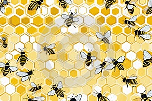 Stylized beehive, yellow and white background photo