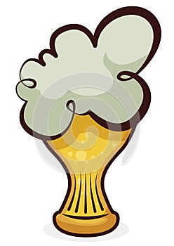 Stylized beer served in pilsner glass with bubbles and foam, Vector illustration